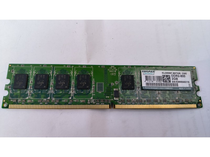 Оперативна Пам'ять ОЗУ KINGMAX 2GB DDR2-800 DIMM KLDE88F-B8TW6 CME