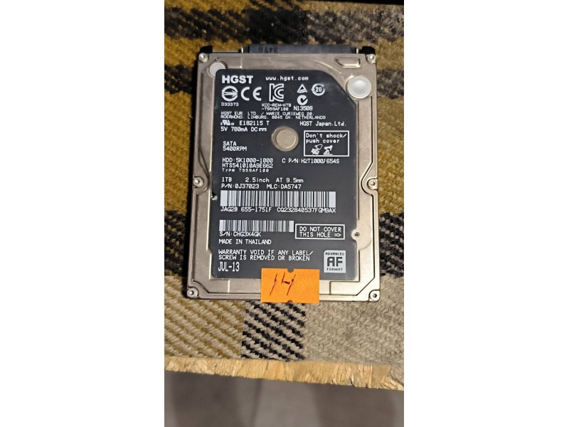 Ноутбучний HDD APPLE HGST HTS541010A9E662 1Tb №14